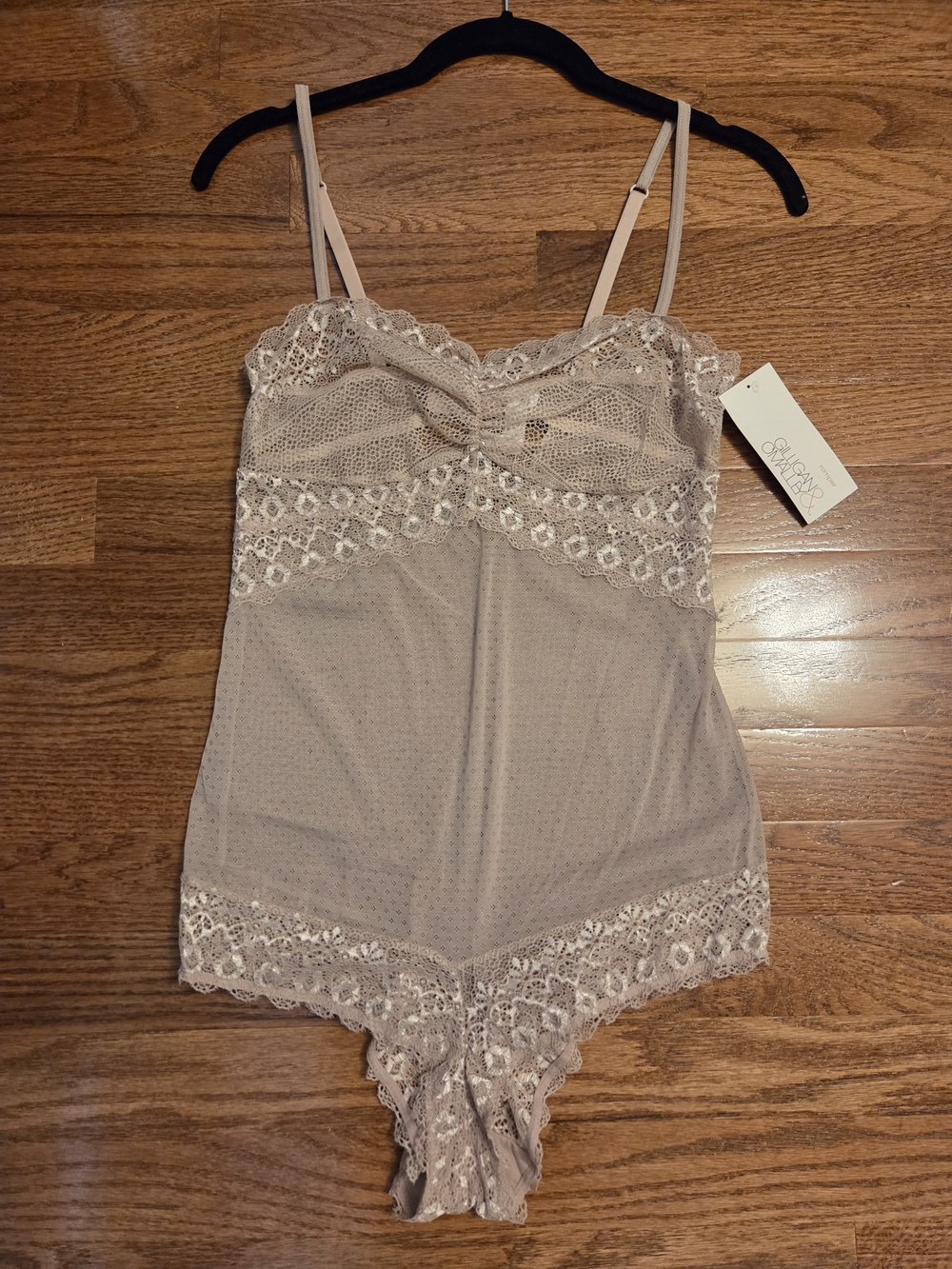 Vintage, New, Gilligan & O'Malley Lace Trim Sheer Bodysuit, M